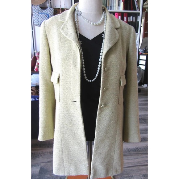 CHANEL Light Mustard Yellow Skirt 2 Piece Suit, Size 42 - Picture 2 of 12